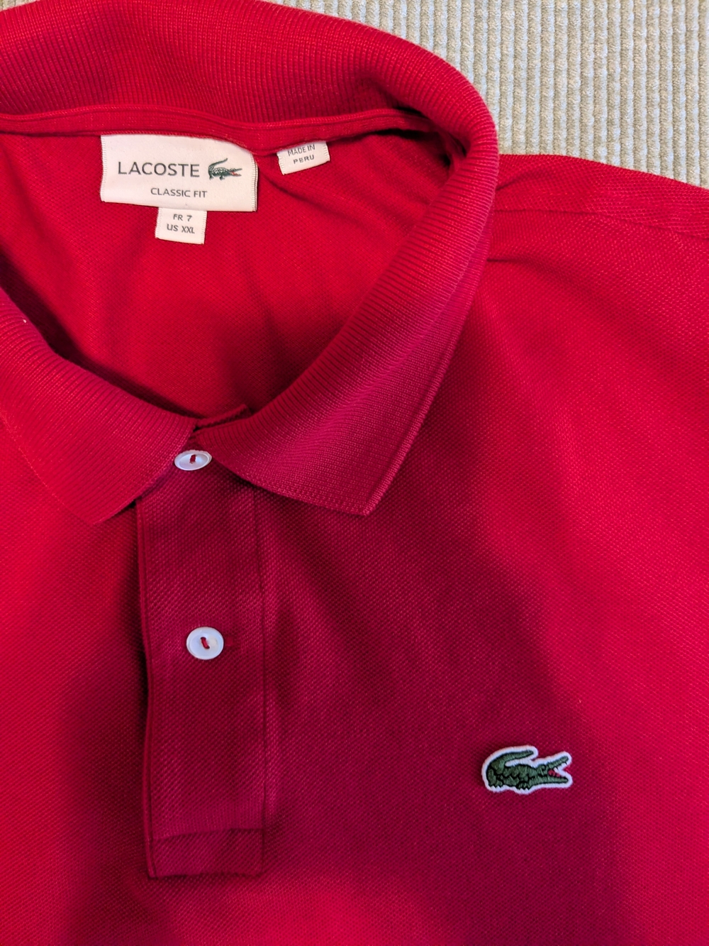 Lacoste Classic Fit Polo Long Sleeve Shirt Ruby Red Size XXL - Picture 3 of 6